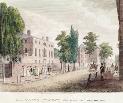 View of 3rd Street from Spruce Street, Philadelphia by William and Son Birch